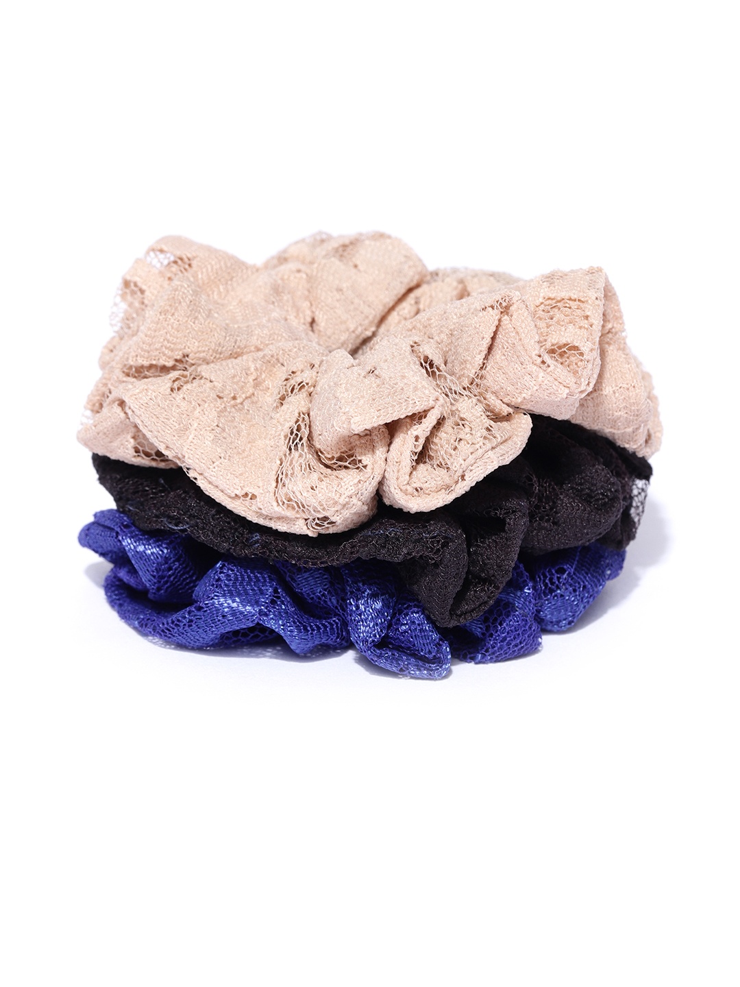 

Blueberry Women Set of 3 Lace Scrunchies, Beige