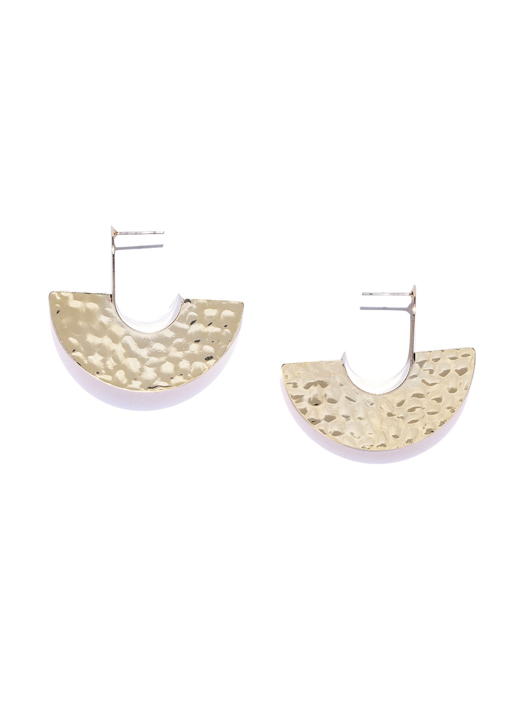 

Blueberry Gold-Toned Textured Crescent Shaped Drop Earrings
