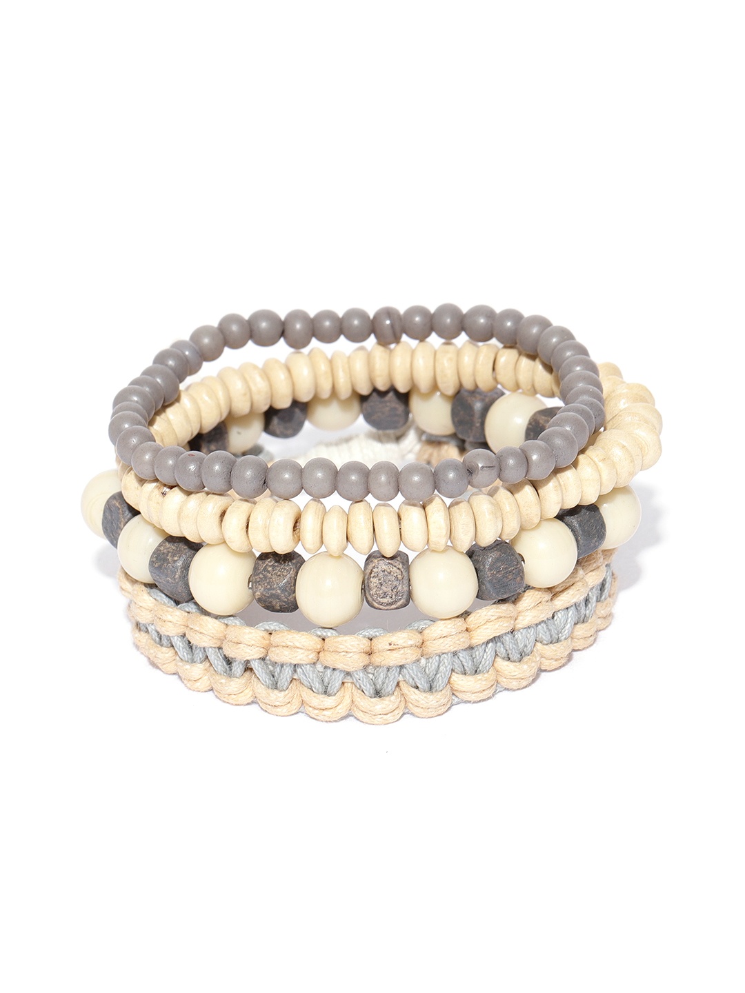 Blueberry Men Set of 4 Bracelets, Beige