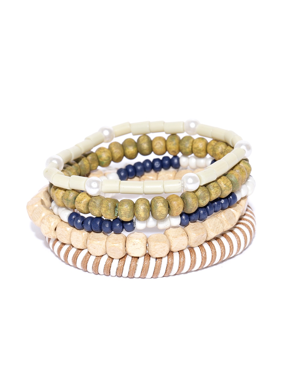 

Blueberry Men Set of 5 Bracelets, Beige
