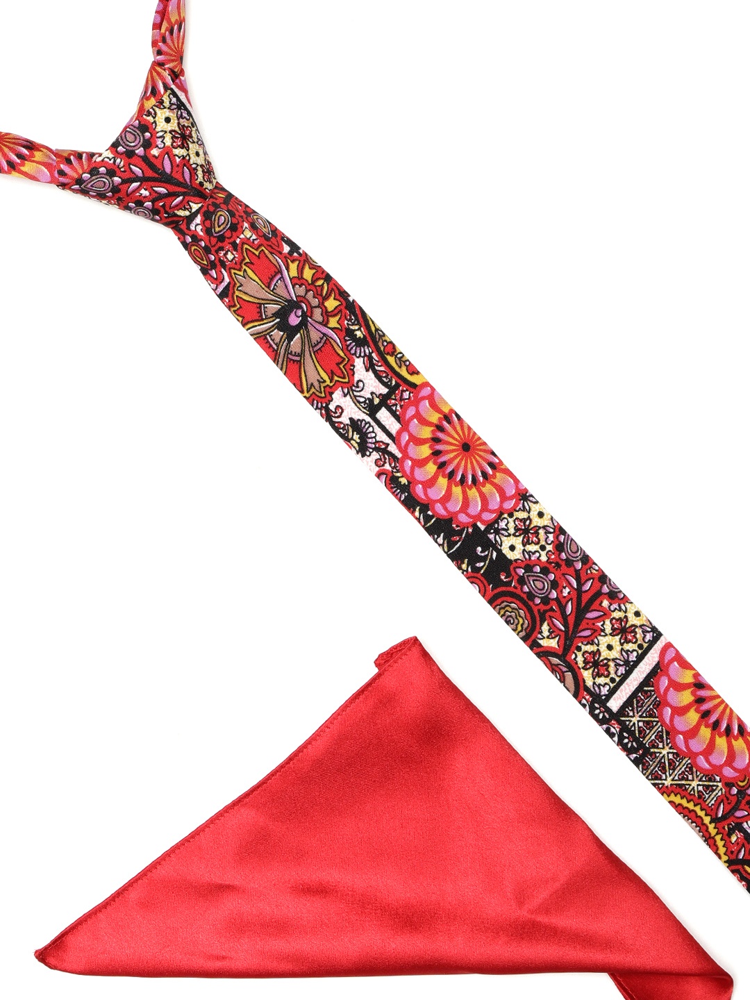 

Blueberry Men Black & Red Printed Tie & Pocket Square