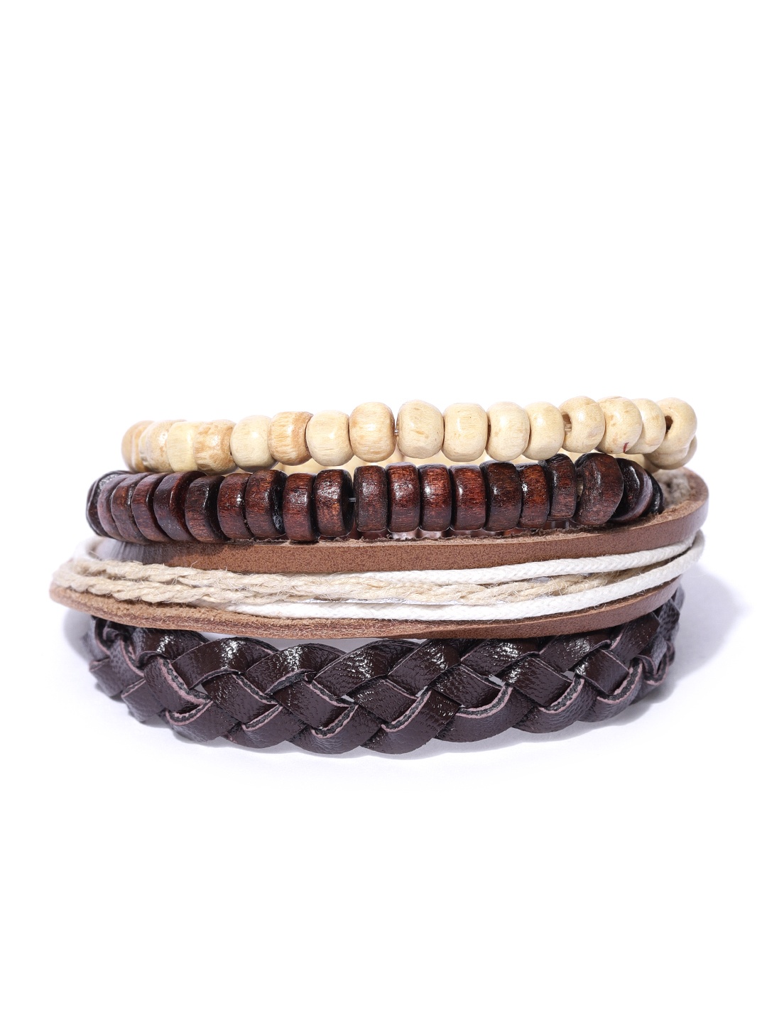 Blueberry Men Set of 4 Bracelets, Brown