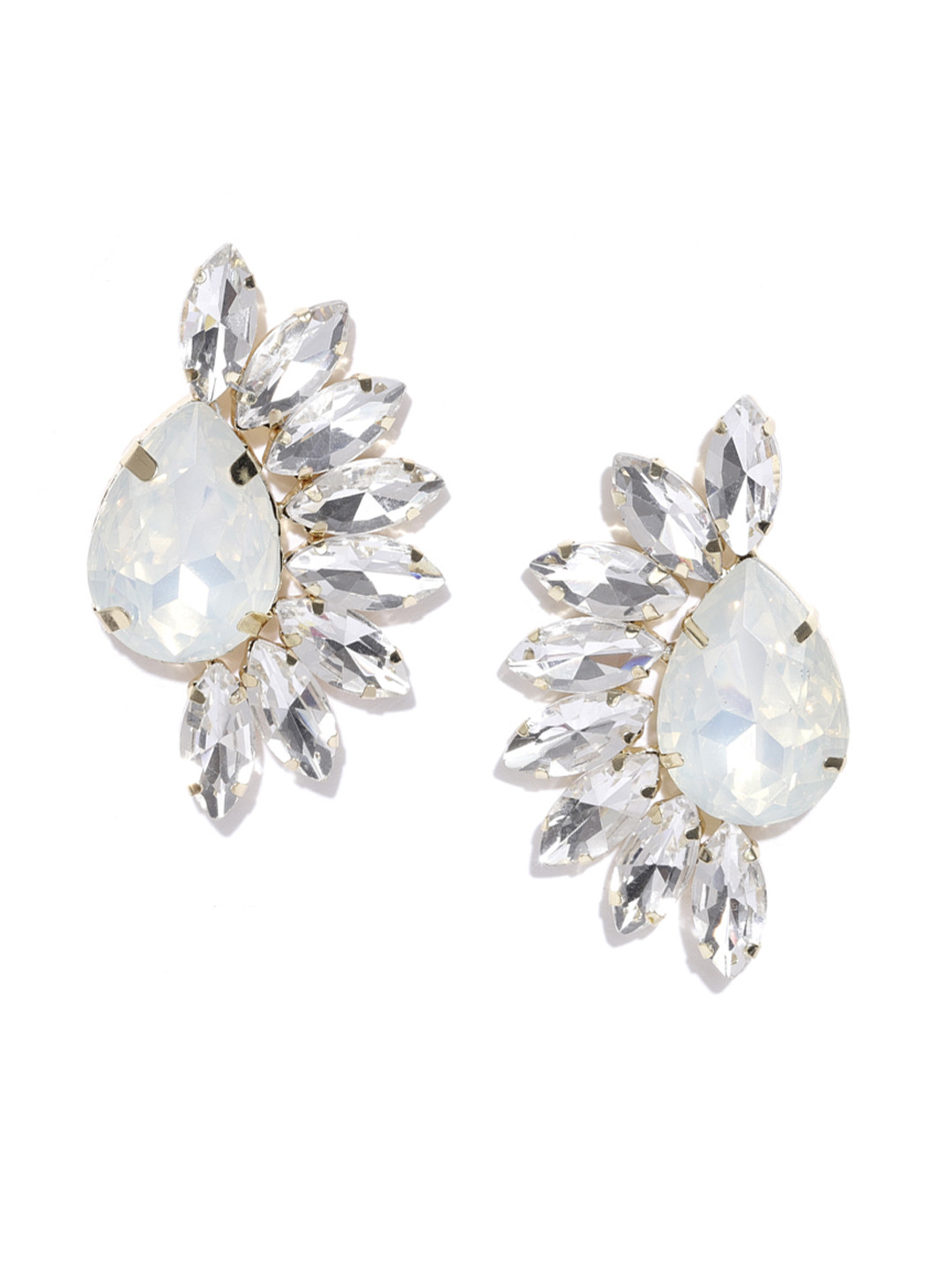 

Blueberry Gold-Plated Stone-Studded Contemporary Drop Earrings