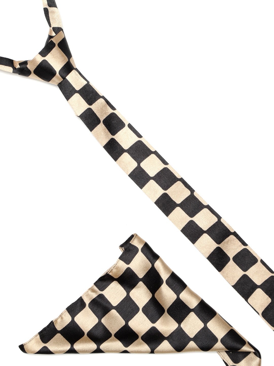 

Blueberry Men Black & Beige Printed Tie & Pocket Square