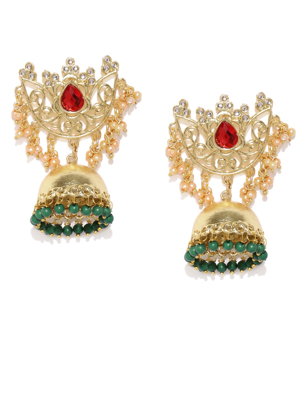 

Zaveri Pearls Gold-Plated Dome Shaped Jhumkas
