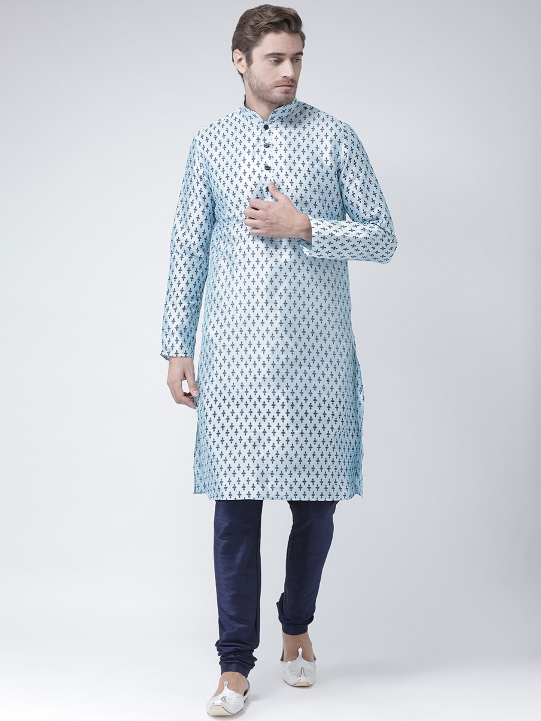

DEYANN Men Blue & Navy Blue Printed Kurta with Churidar