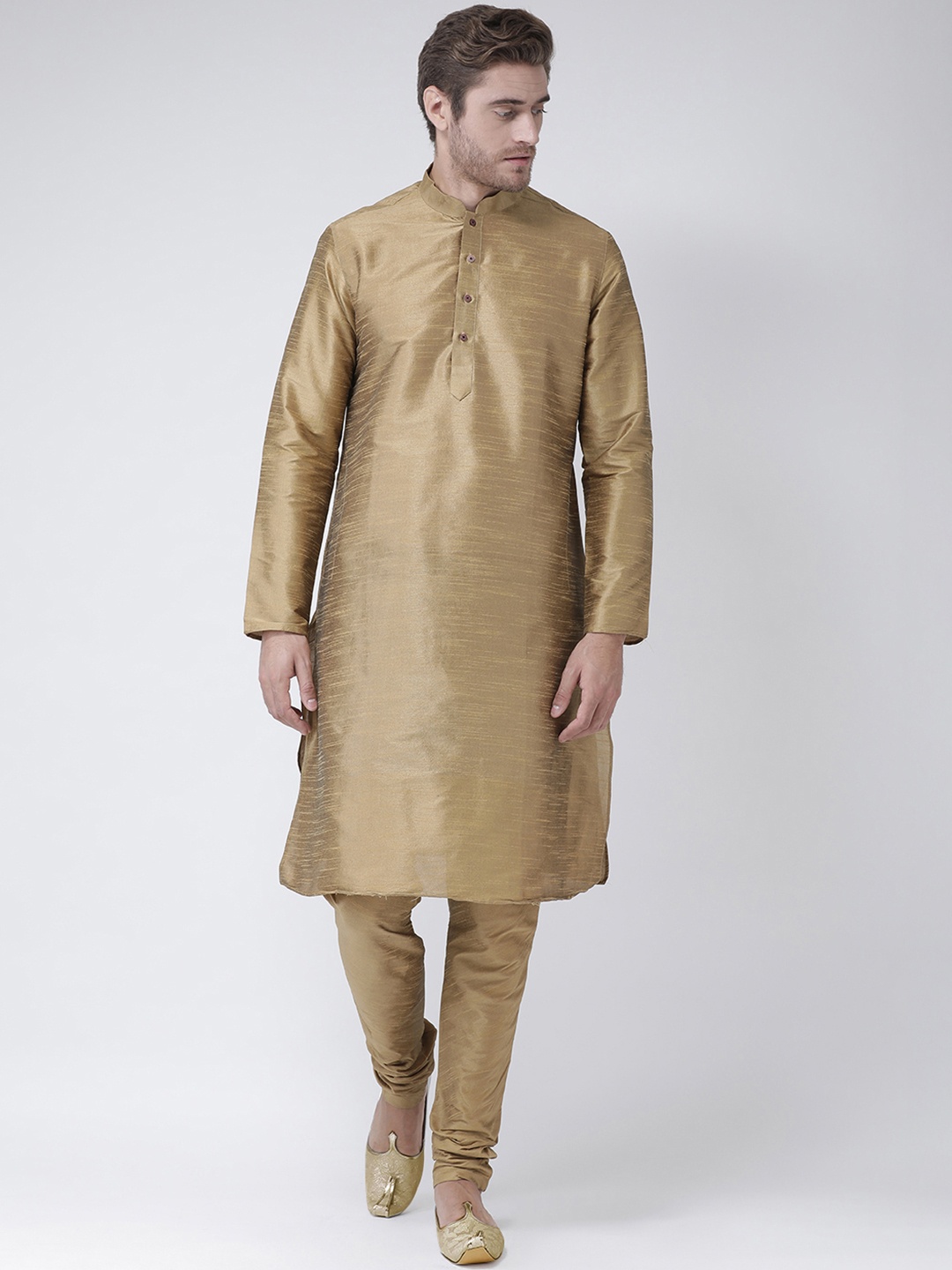 

DEYANN Men Brown Self Design Kurta with Churidar