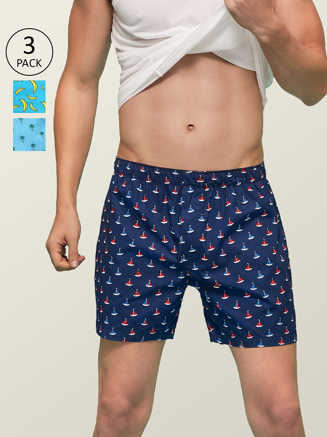 

XYXX Men Super Combed Cotton Printed Pack of 3 Remix Boxer XYBOX3PCKN70, Multi