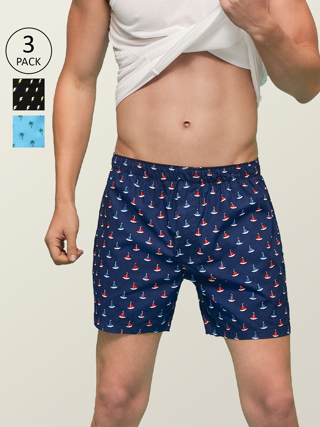 

XYXX Men Printed Pack of 3 Remix Pure Cotton Boxer XYBOX3PCKN75, Multi