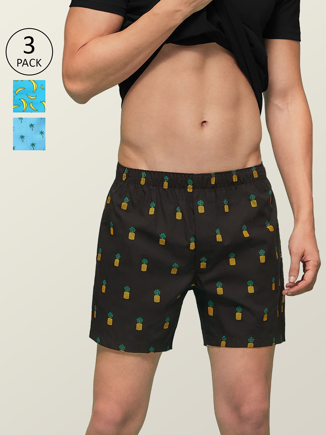 

XYXX Men Printed Pack of 3 Remix Pure Cotton Boxer XYBOX3PCKN68, Multi