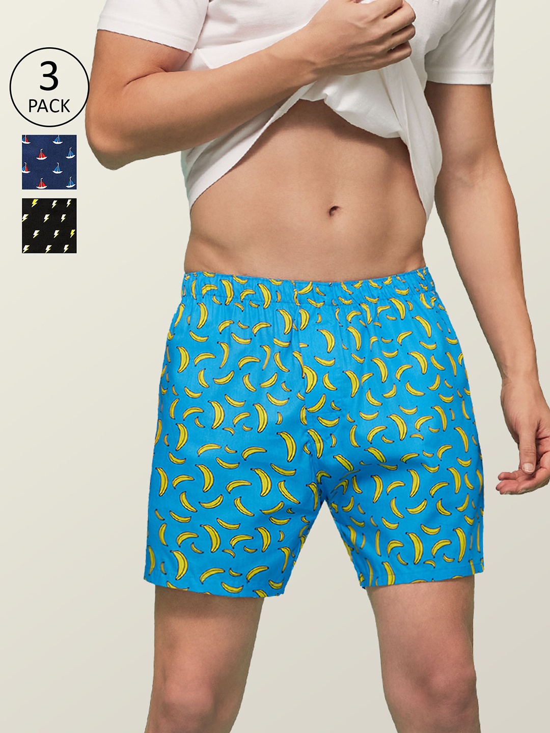 

XYXX Men Printed Pack of 3 Remix Pure Cotton Boxer XYBOX3PCKN71, Multi