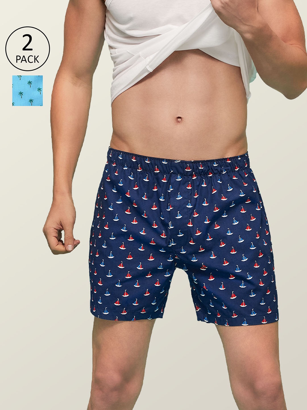 

XYXX Men Printed Pack of 2 Remix Pure Cotton Boxer XYBOX2PCKN94, Navy blue