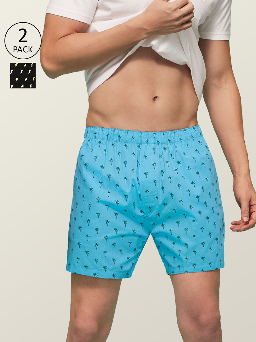 

XYXX Men Printed Pack of 2 Remix Pure Cotton Boxer XYBOX2PCKN96, Blue
