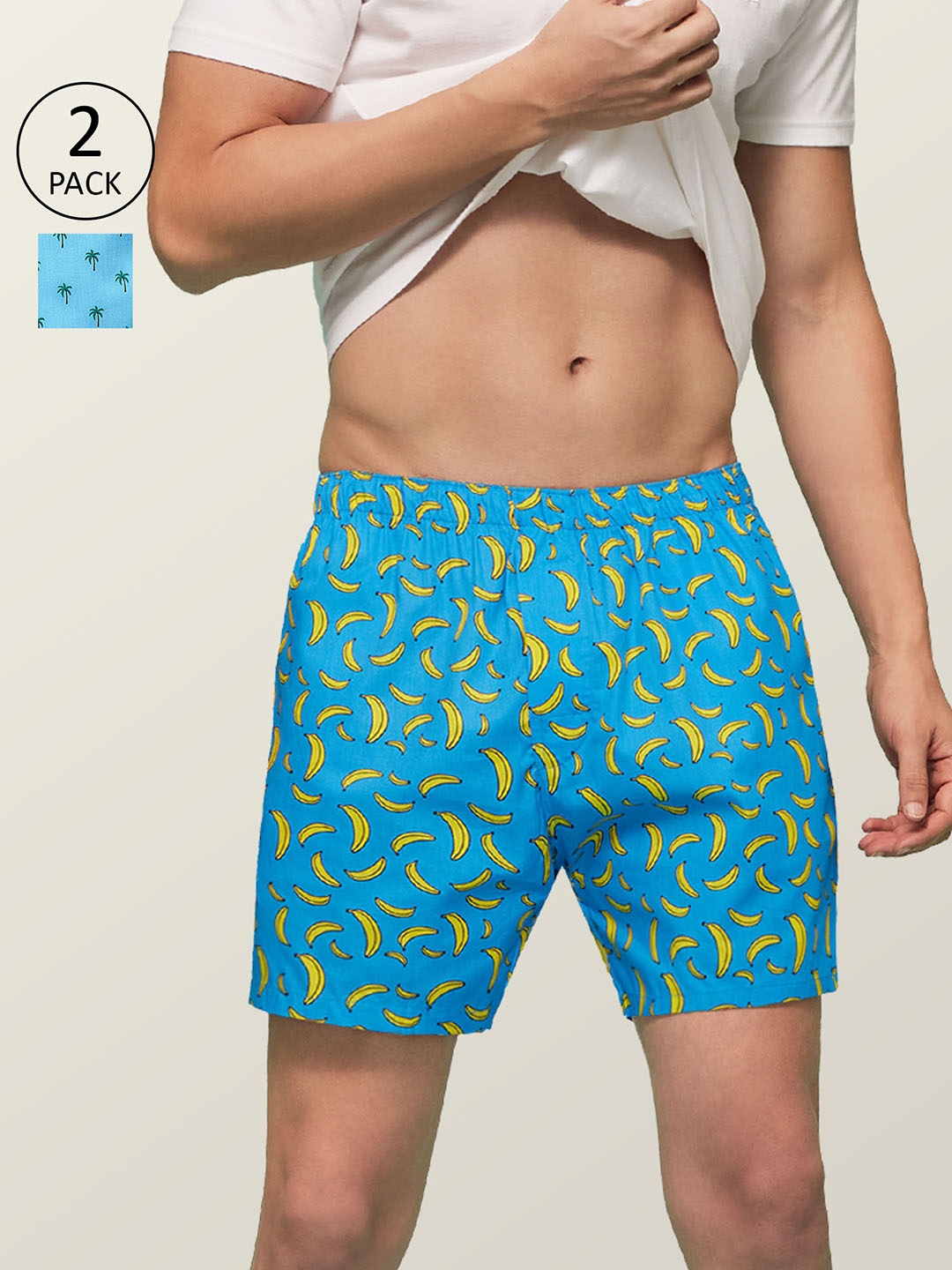 

XYXX Men Printed Pack of 2 Remix Pure Cotton Boxer XYBOX2PCKN90, Blue