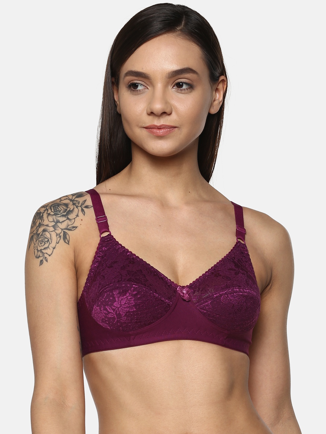 

Leading Lady nancy Purple Lace Non-Wired Non Padded Lace T-Shirt Bra