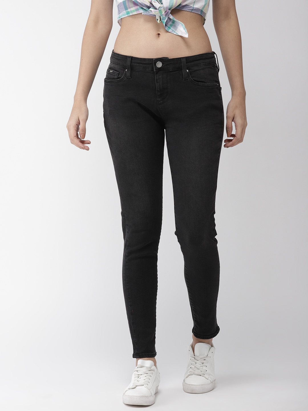 

GAS Women Black Skinny Fit Low-Rise Clean Look Stretchable Jeans
