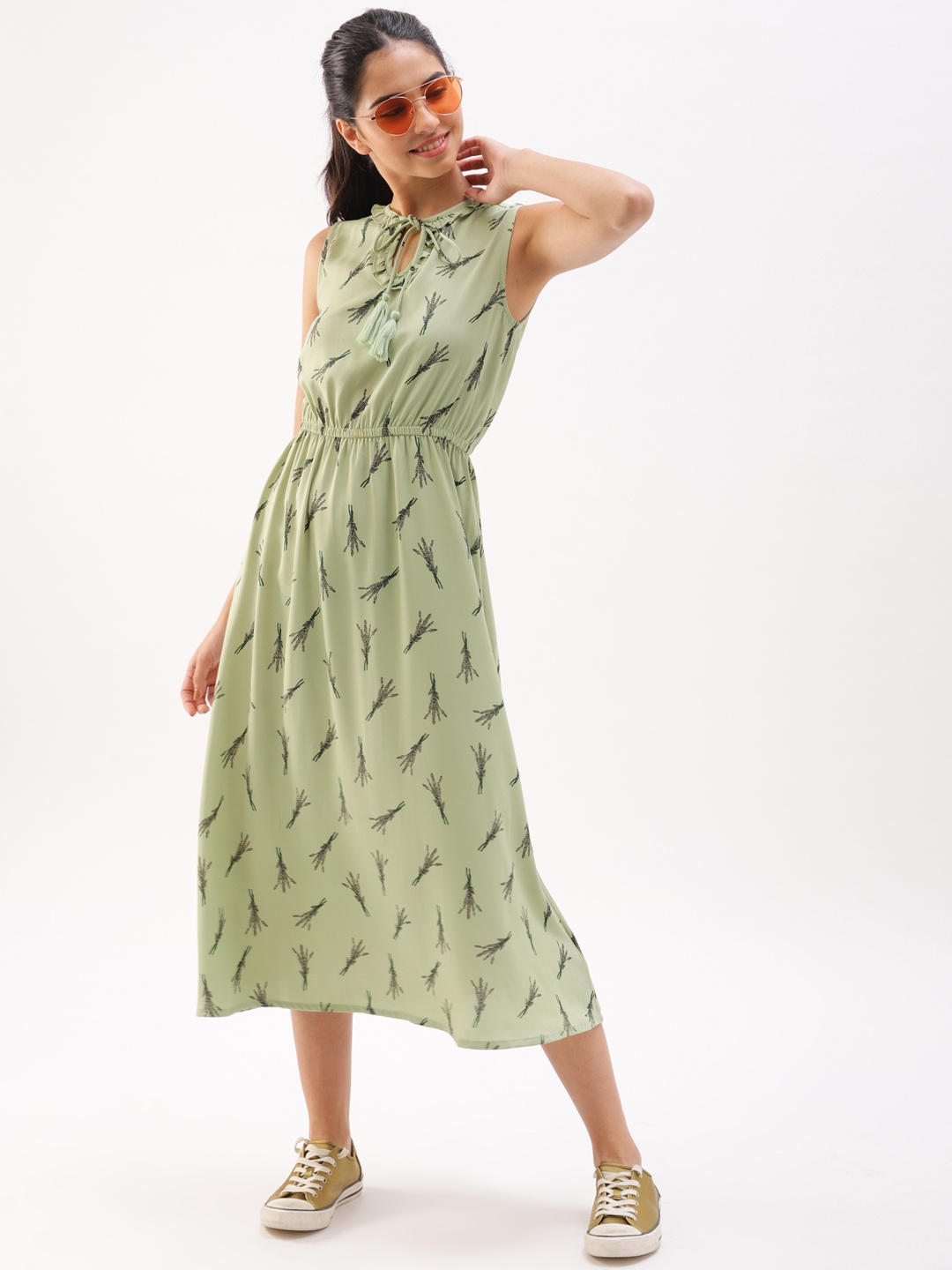 

DressBerry Women Green Printed Blouson Dress