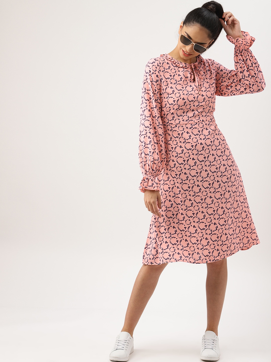 

DressBerry Women Pink Printed A-Line Dress