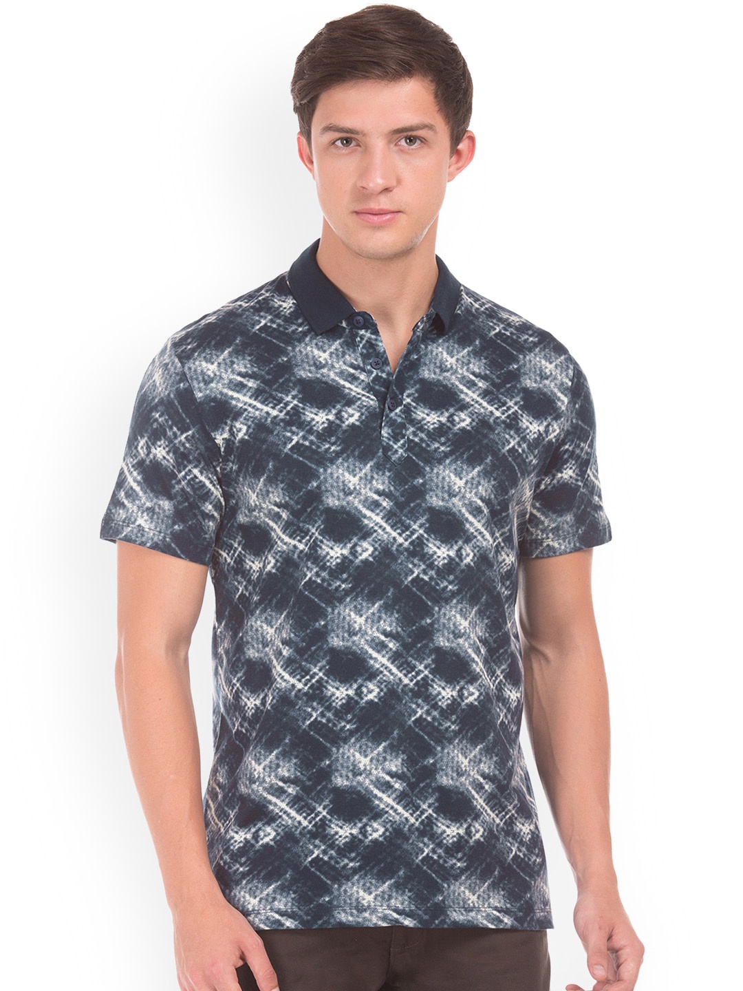 

Ruggers Men Navy Blue Printed Polo Collar T-shirt