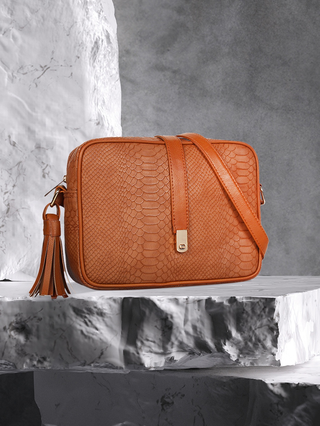 

Lychee bags Tan Solid Sling Bag