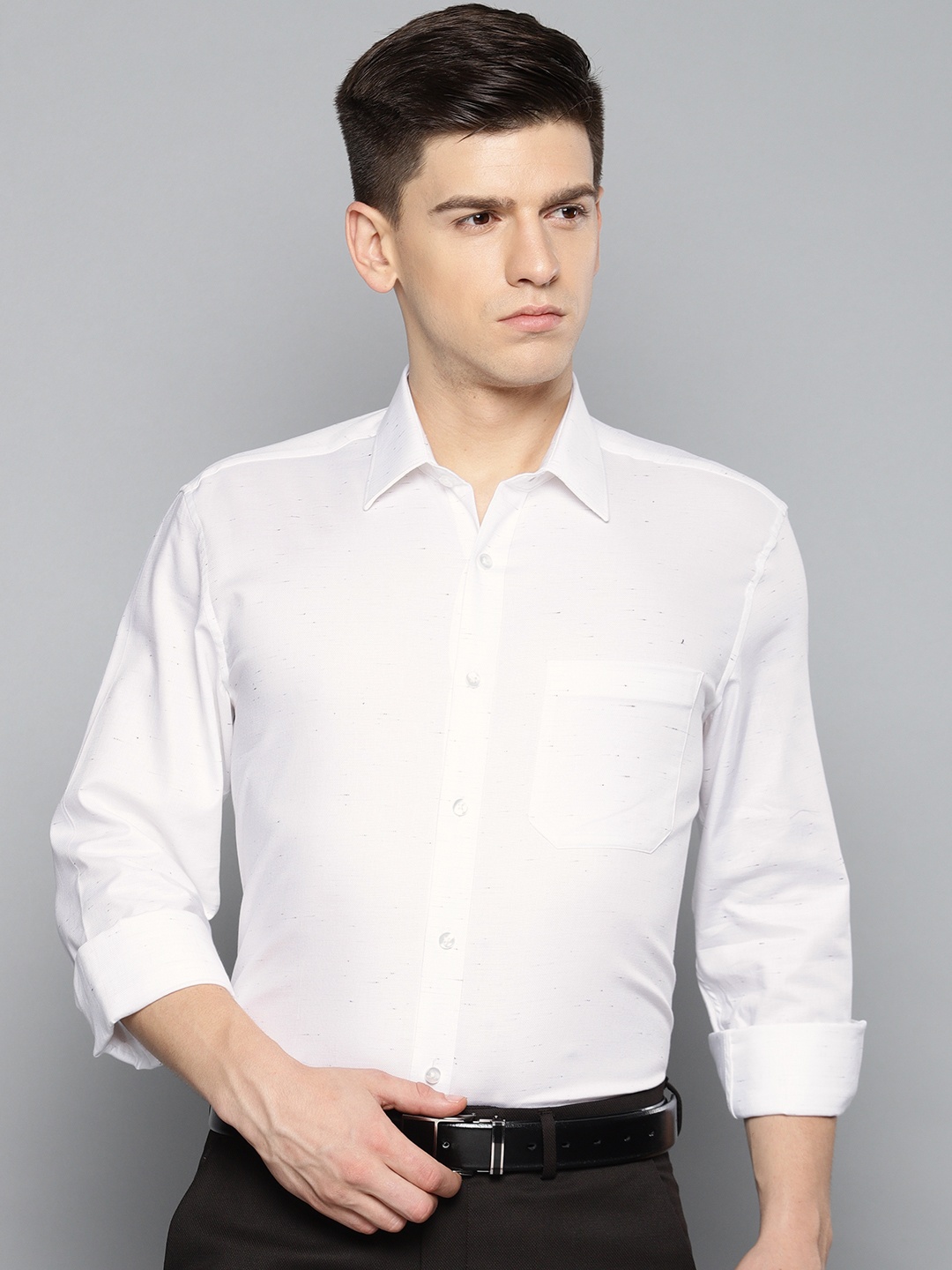 

Louis Philippe Men White Slim Fit Self-Design Formal Shirt