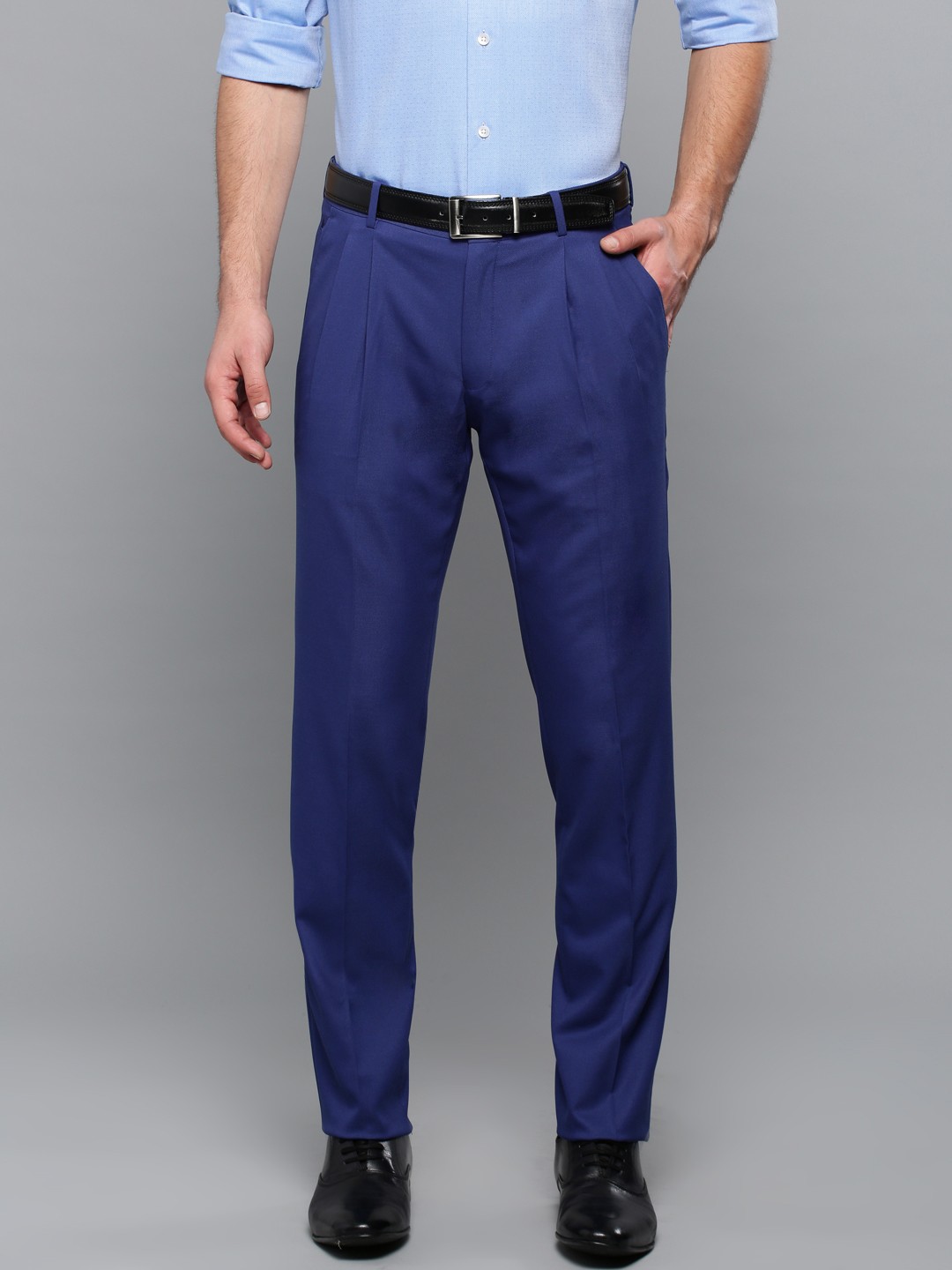

Louis Philippe Men Blue Regular Fit Solid Formal Trousers