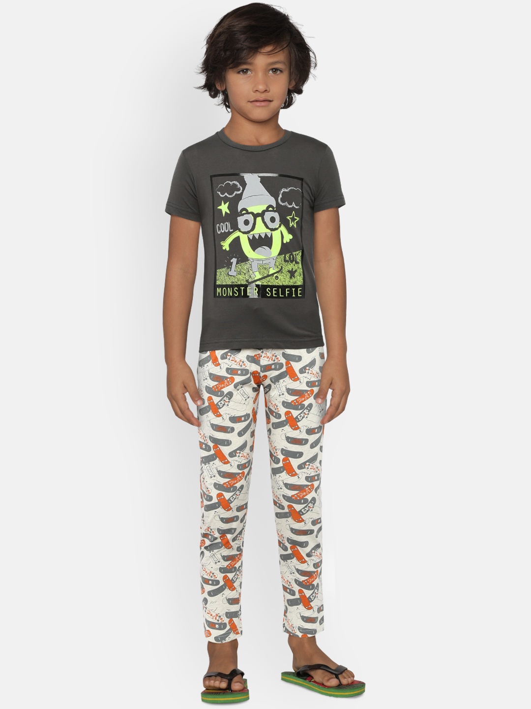 

Sweet Dreams Boys Grey Printed Night suit