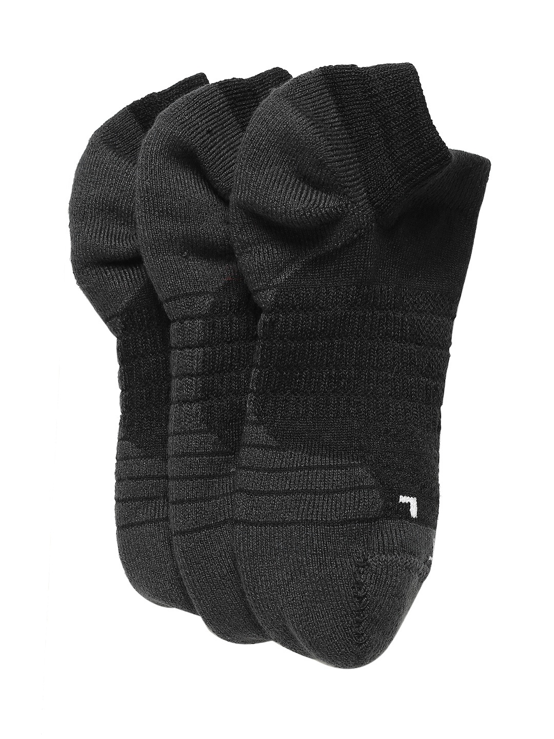 

Nike Unisex Pack of 3 Black & Charcoal Grey EVRY MAX CUSH Patterned Ankle Length Socks
