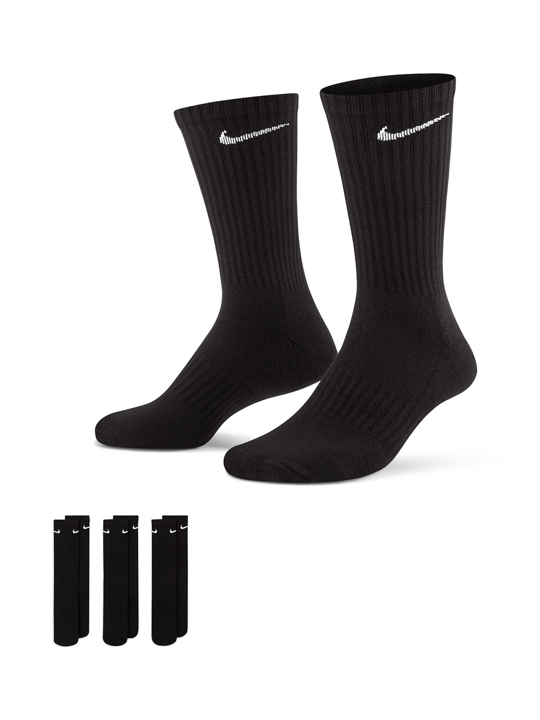 

Nike Unisex Pack of 3 Black Everyday Cush Crew Training Ankle Length Socks