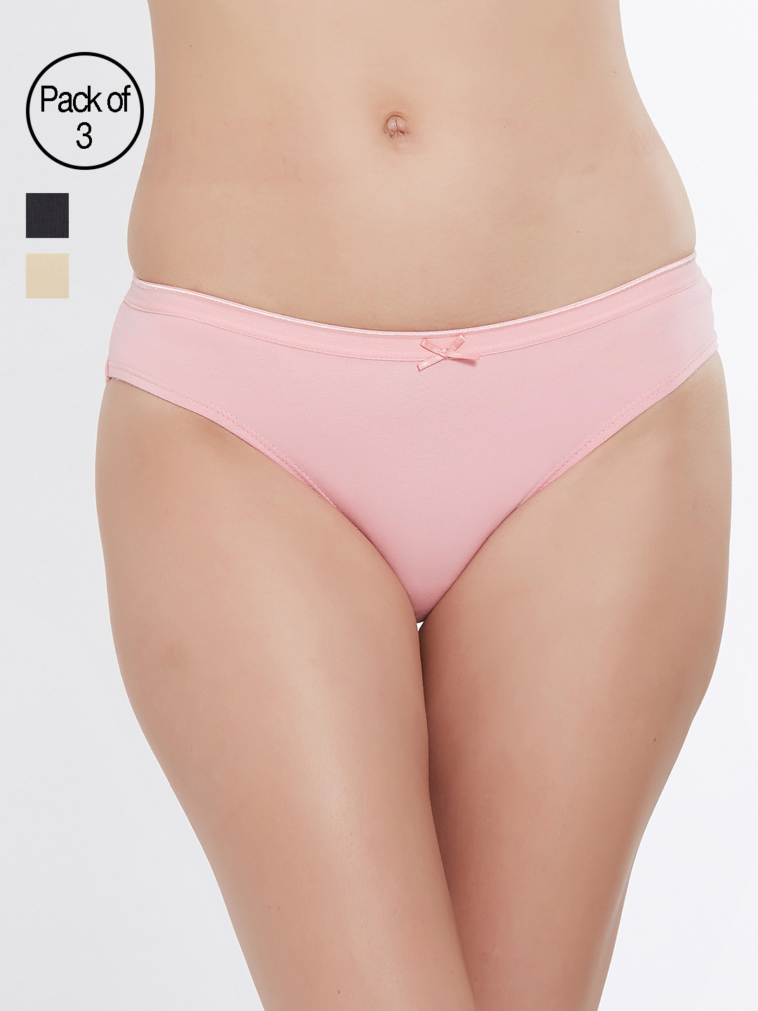 

Soie Women Pack Of 3 Mid Rise Medium Coverage Solid Colour Cotton Stretch Briefs, Pink