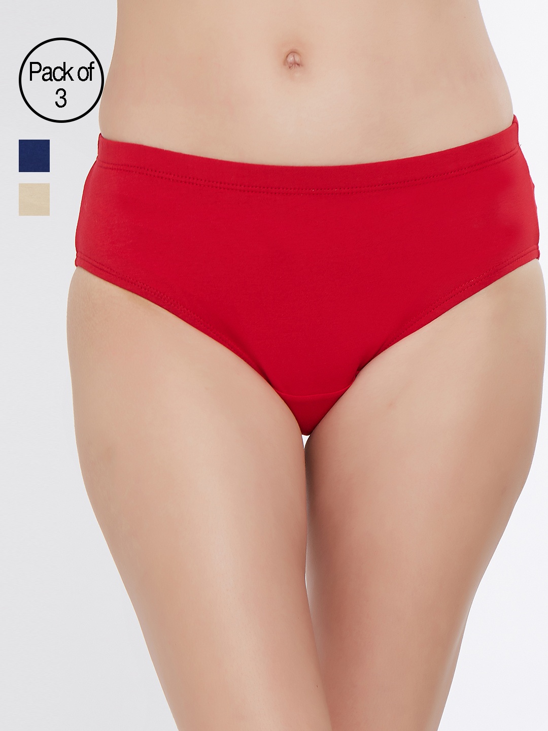 

Soie Women Pack Of 3 Hipster Briefs 3FCB-15PACK 5, Red
