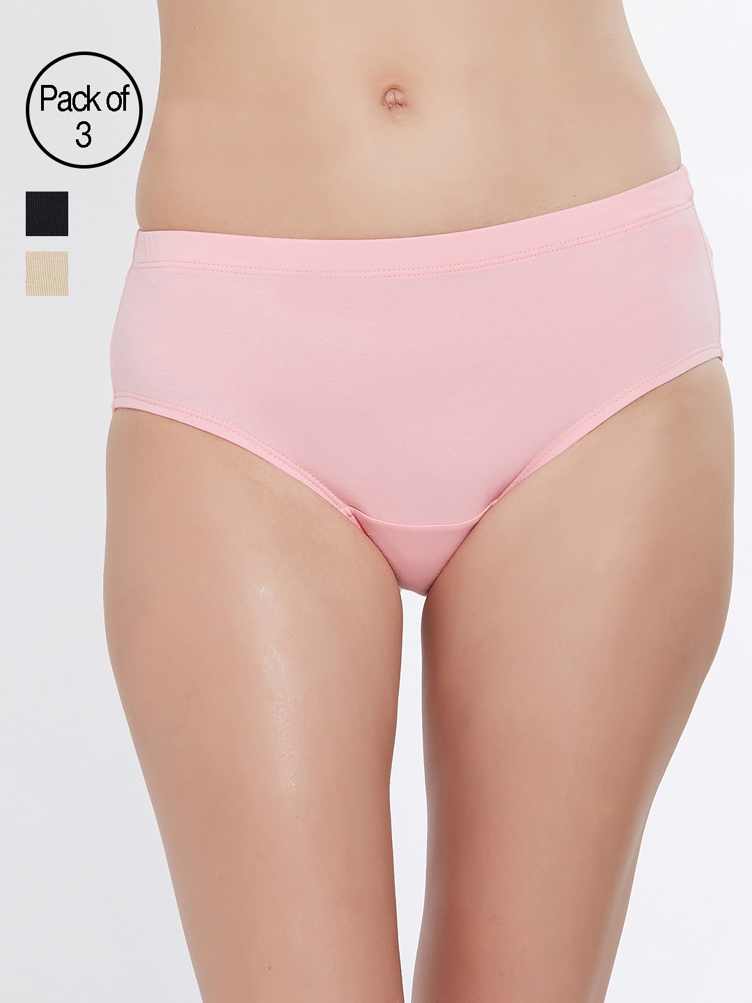 

Soie Women Pack Of 3 High Rise Full Coverage Cotton Stretch Hipster Briefs 3FCB-15PACK 3, Pink