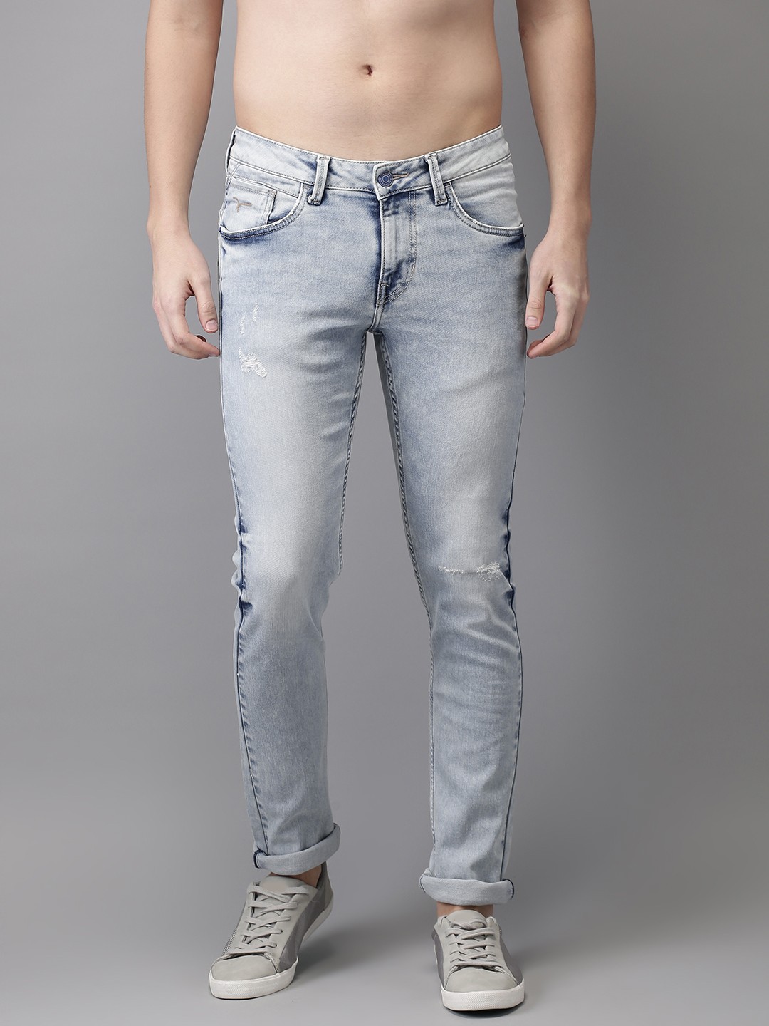 

Flying Machine Men Blue Skinny Fit Mid-Rise Mildly Distressed Stretchable Jeans