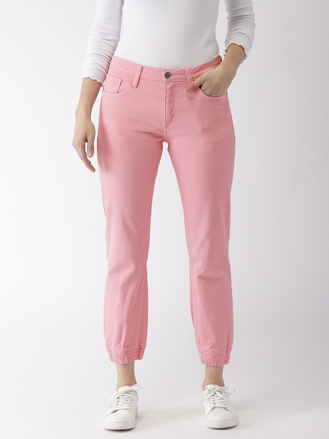 

Mast & Harbour Women Pink Jogger Mid-Rise Clean Look Stretchable Jeans