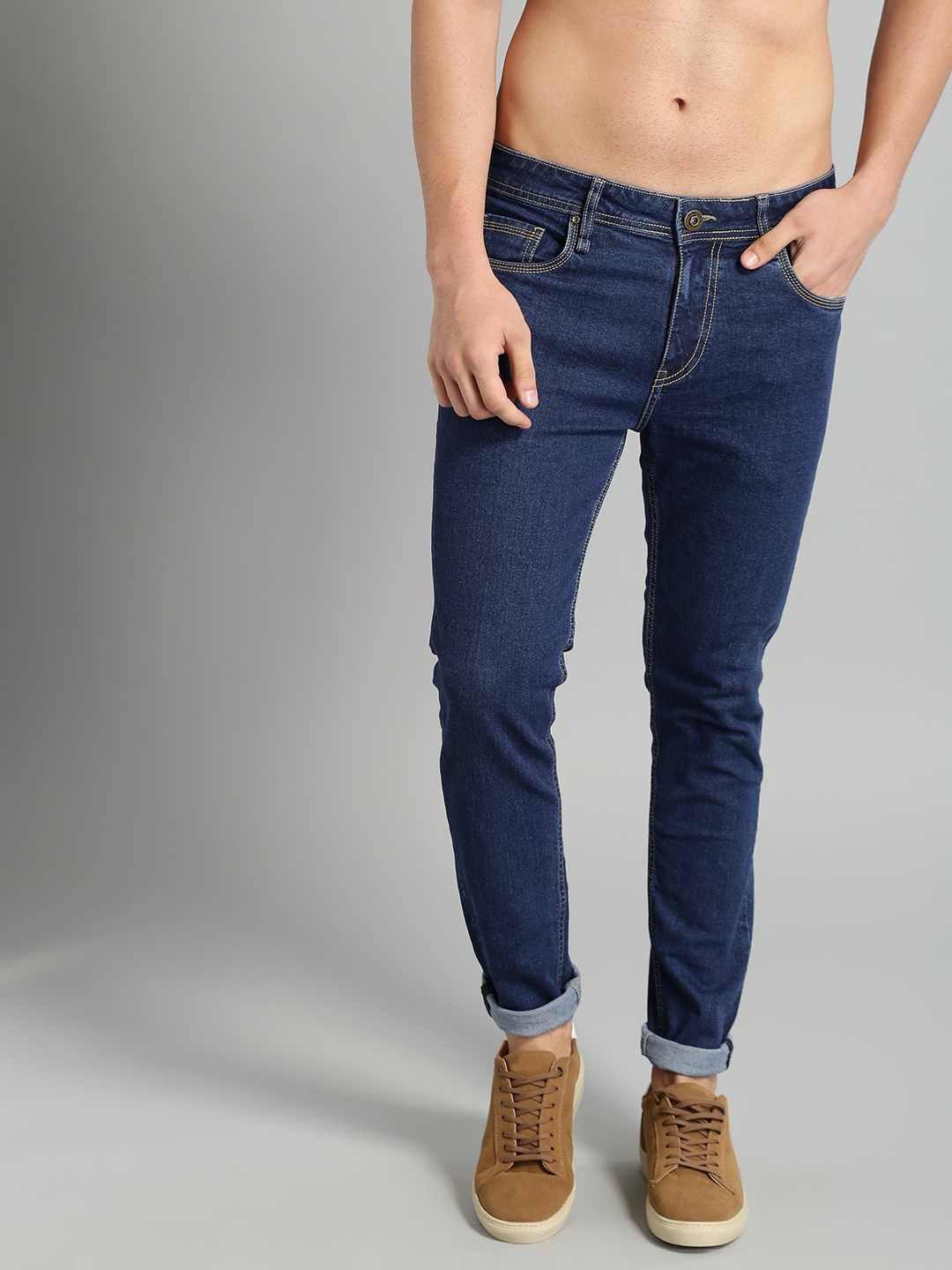 

Roadster Men Blue Super Skinny Fit Mid-Rise Clean Look Stretchable Regular Jeans