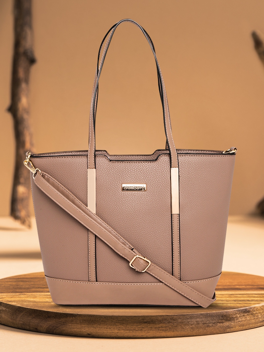 

DressBerry Taupe Solid Shoulder Bag