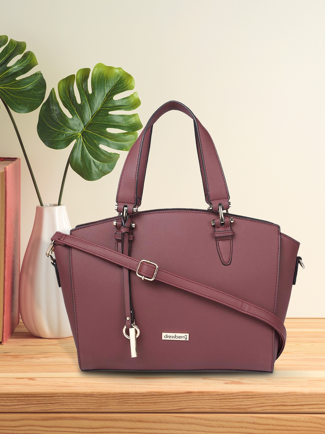 

DressBerry Maroon Solid Shoulder Bag