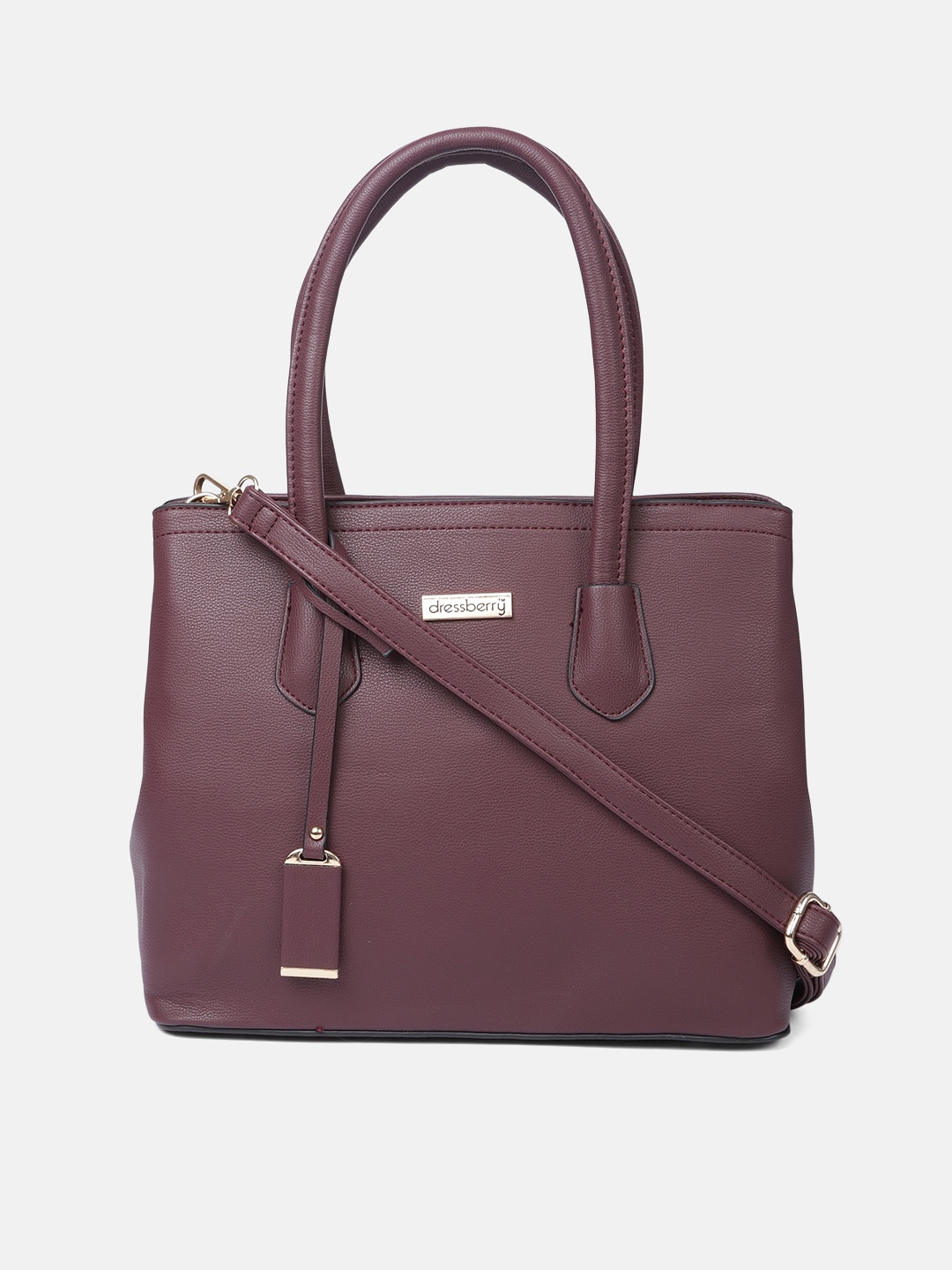 

DressBerry Women Burgundy Solid Handheld Bag