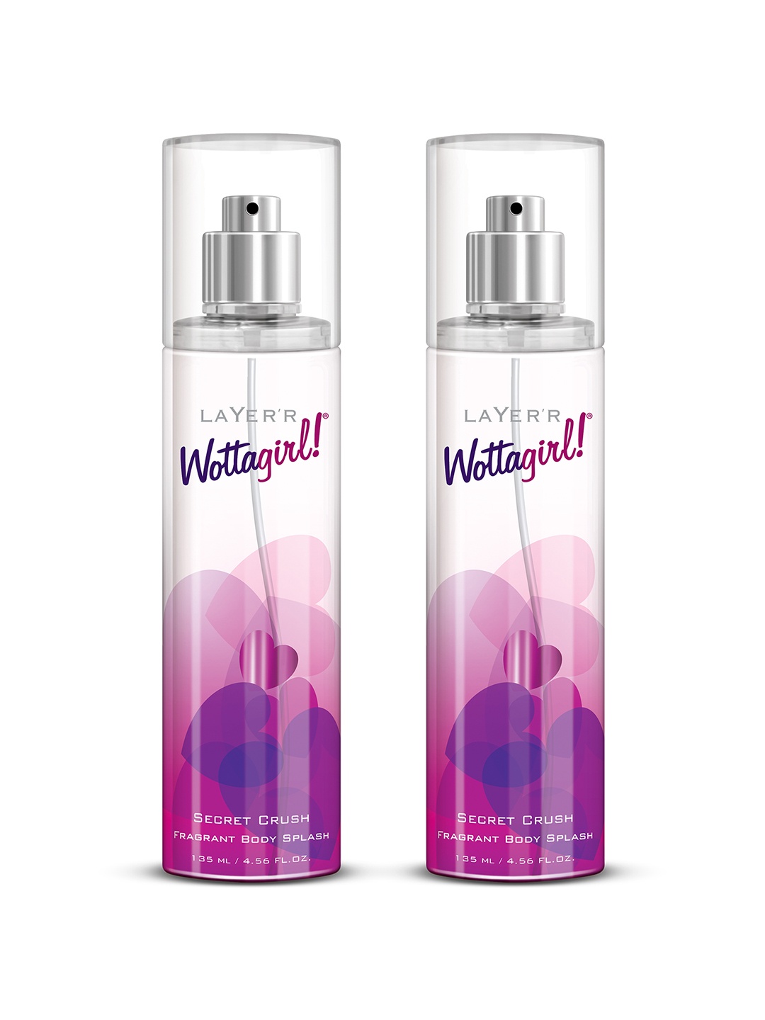 

Layerr Wottagirl Women Set of 2 Secret Crush Fragrant Body Spray - 135 ml Each, Pink
