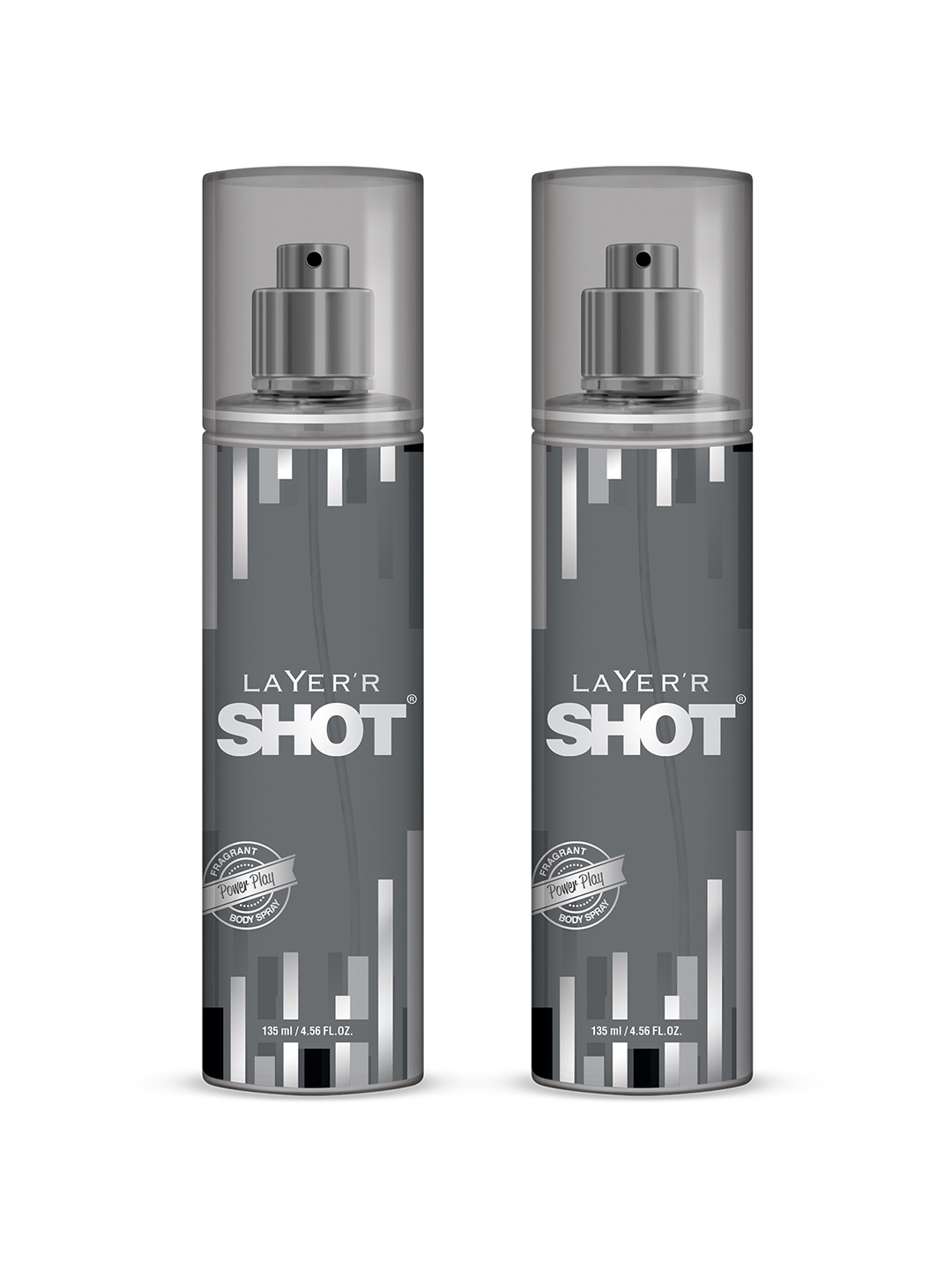

Layerr Shot Men Set of 2 Power Play Fragrant Body Spray - 135 ml Each, Charcoal