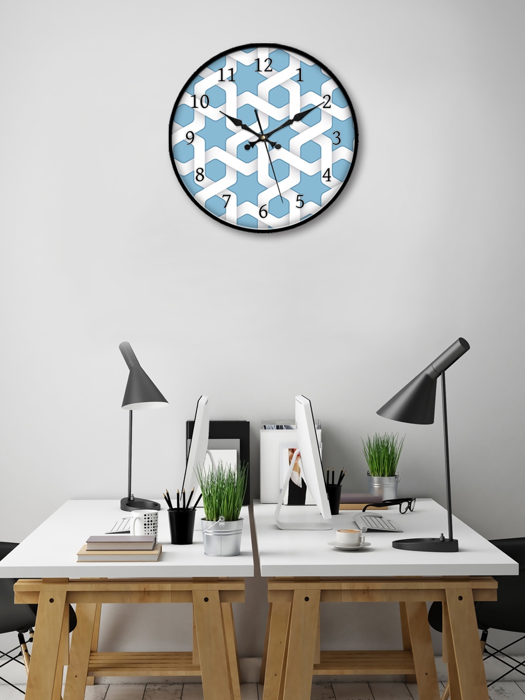 

999Store Blue Round Printed Analogue Wall Clock