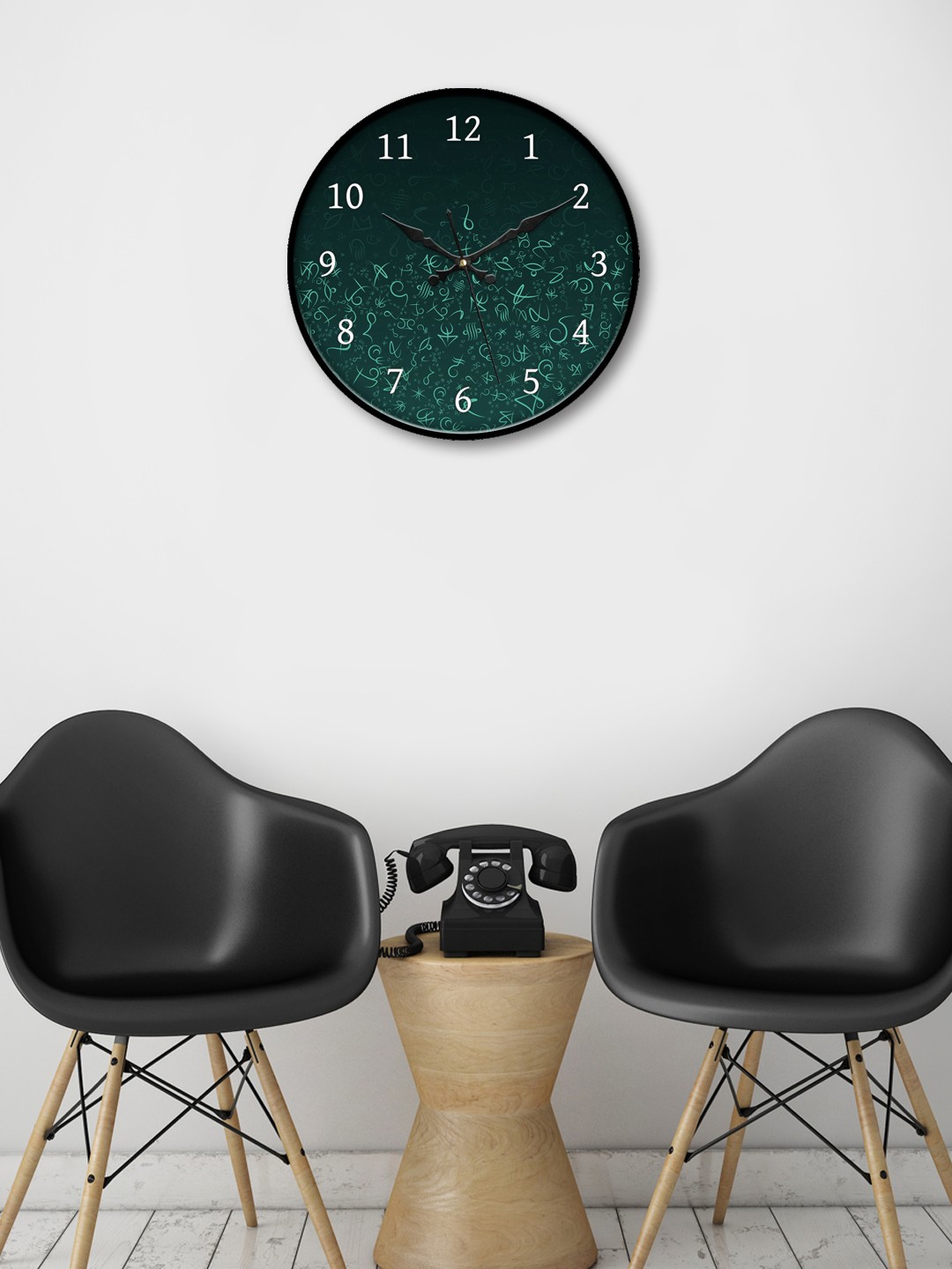 

999Store Green Round Printed Analogue Wall Clock