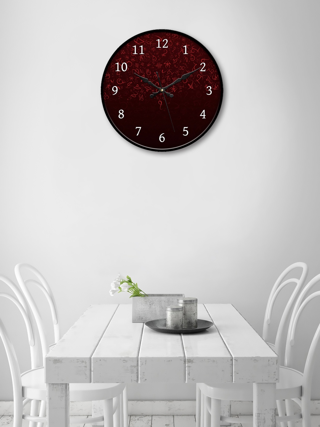 

999Store Maroon Round Printed Analogue Wall Clock
