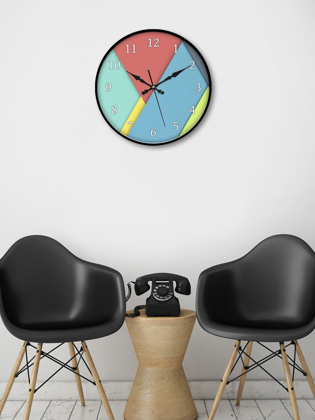 

999Store Multicoloured Round Printed Analogue Wall Clock, Multi