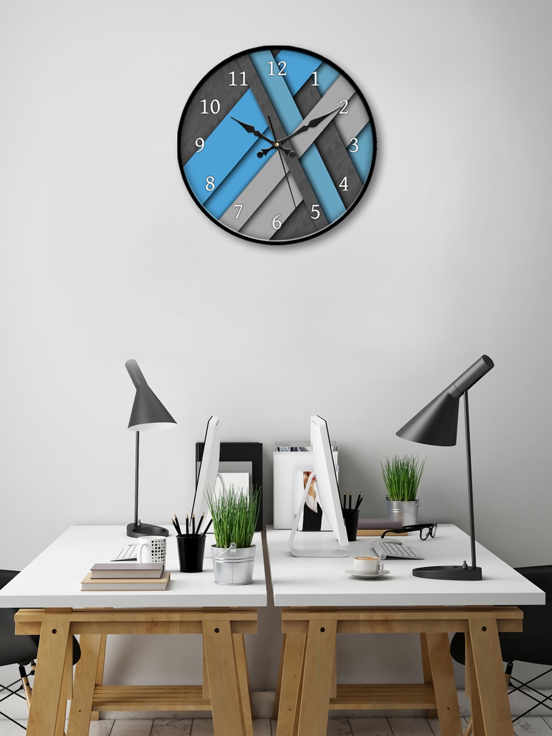 

999Store Grey Round Printed Analogue Wall Clock