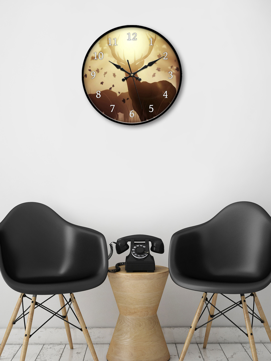 

999Store Brown Round Printed Analogue Wall Clock