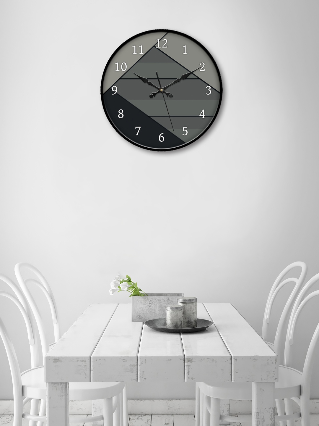 

999Store Grey Round Printed Analogue Wall Clock