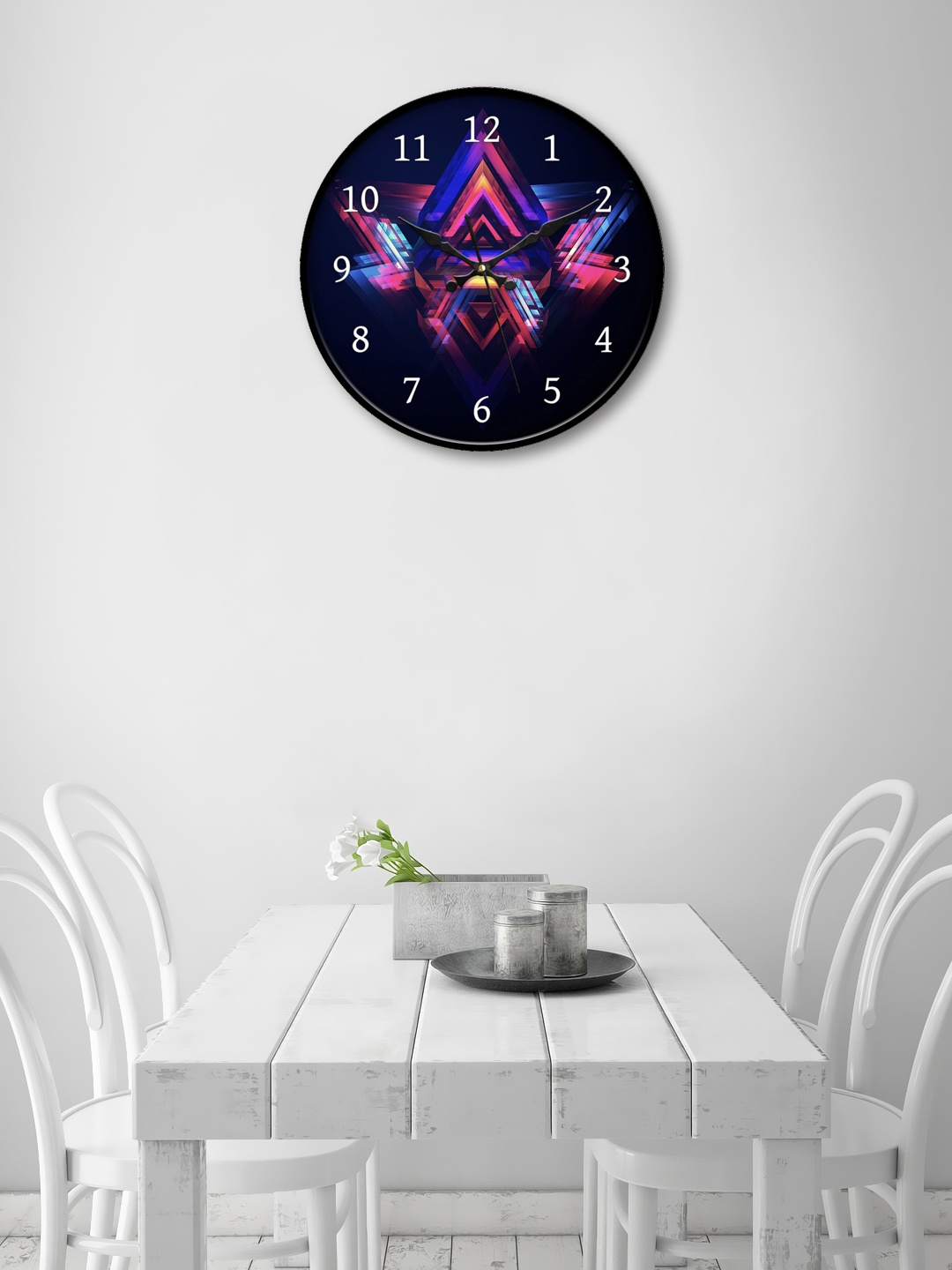 

999Store Multicoloured Round Printed Analogue Wall Clock, Multi
