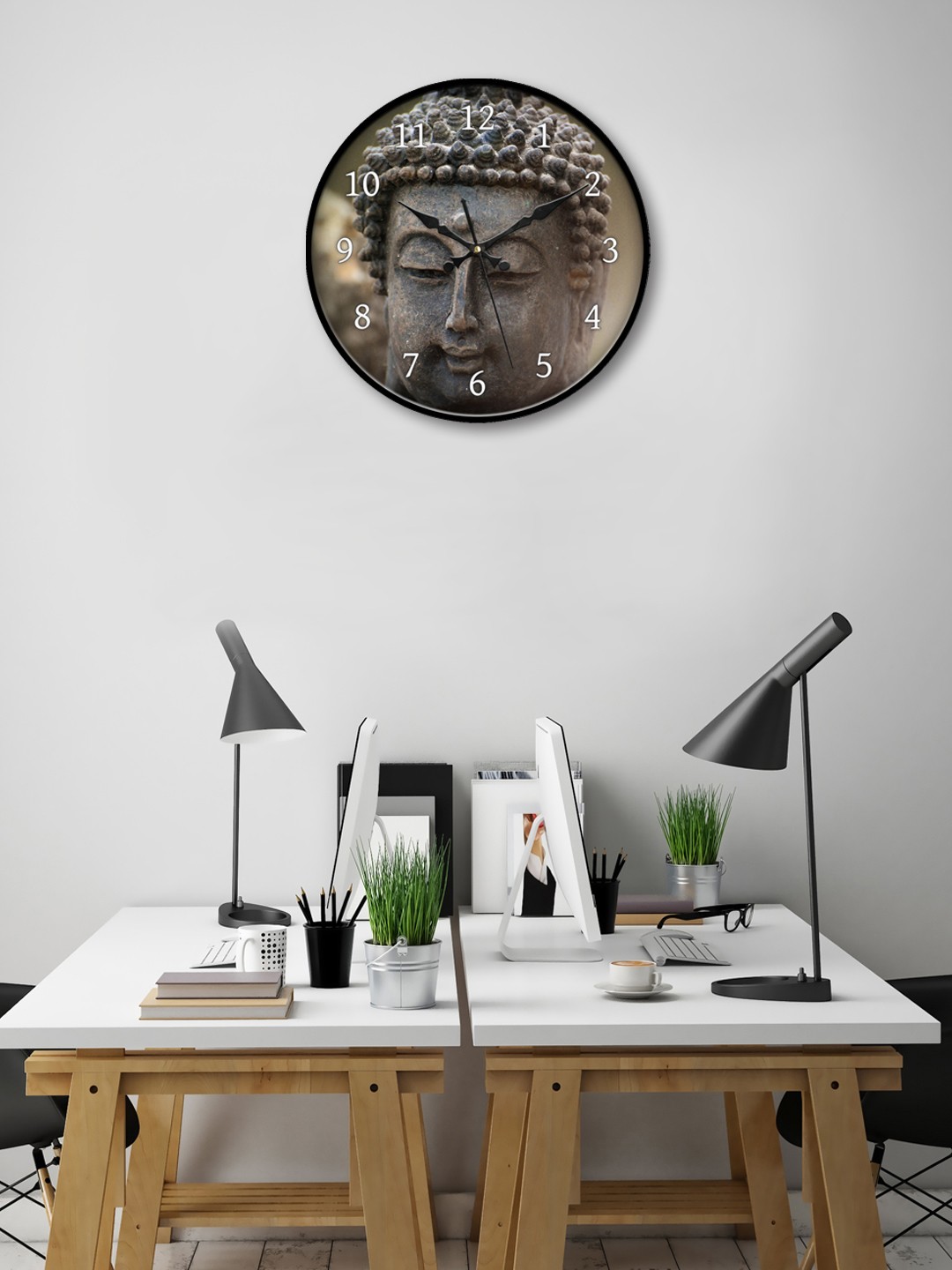 

999Store Brown Round Printed Analogue Wall Clock