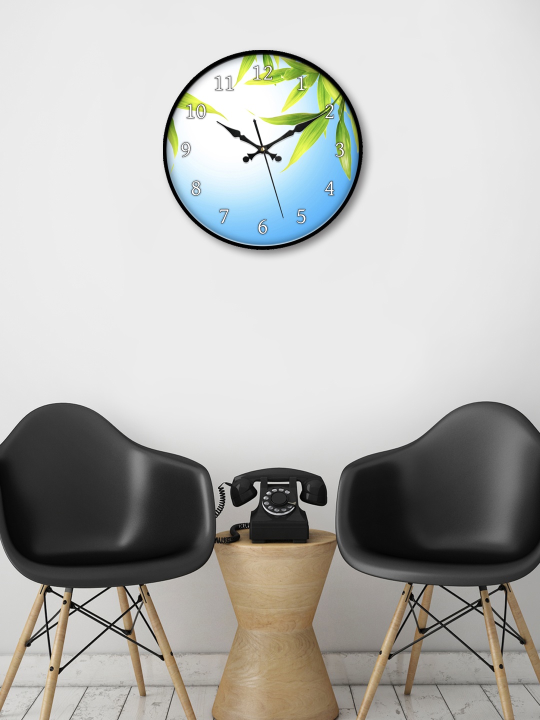 

999Store Blue & Green Round Printed 30.48 cm Analogue Wall Clock